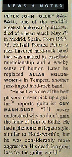 Obituary from Guitar World Magazine 1992